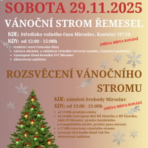 Sobota 29.11.2025 VÁNOČNÍ STROM ŘEMESEL 